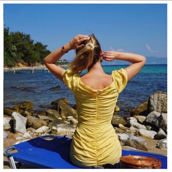 Zara yellow ruched dress - Picture 8 of 9